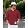 image:imageCOOFANDY Mens Knit Polo Sweater Casual Long Sleeve Quarter Zip Polo Sweater Classic Golf ShirtsWine Red