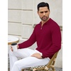 image:imageCOOFANDY Mens Knit Polo Sweater Casual Long Sleeve Quarter Zip Polo Sweater Classic Golf ShirtsWine Red