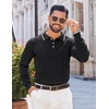 image:imageCOOFANDY Mens Knit Polo Sweaters Long Sleeve Vintage Polos Casual Dress Pullover Old Money TopsBlack