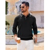 image:imageCOOFANDY Mens Knit Polo Sweaters Long Sleeve Vintage Polos Casual Dress Pullover Old Money TopsBlack