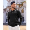 image:imageCOOFANDY Mens Knit Polo Sweaters Long Sleeve Vintage Polos Casual Dress Pullover Old Money TopsBlack