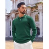 image:imageCOOFANDY Mens Knit Polo Sweaters Long Sleeve Vintage Polos Casual Dress Pullover Old Money TopsDark Green