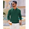 image:imageCOOFANDY Mens Knit Polo Sweaters Long Sleeve Vintage Polos Casual Dress Pullover Old Money TopsDark Green
