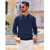 image:imageCOOFANDY Mens Knit Polo Sweaters Long Sleeve Vintage Polos Casual Dress Pullover Old Money TopsNavy Blue