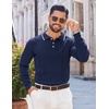 image:imageCOOFANDY Mens Knit Polo Sweaters Long Sleeve Vintage Polos Casual Dress Pullover Old Money TopsNavy Blue