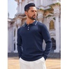image:imageCOOFANDY Mens Knit Polo Sweaters Long Sleeve Vintage Polos Casual Dress Pullover Old Money TopsNavy Blue