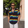 image:imageCOOFANDY Mens Linen Shirts Short Sleeve Casual Shirts Button Down Shirt for Men Beach Summer Wedding ShirtRainbow
