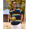 image:imageCOOFANDY Mens Linen Shirts Short Sleeve Casual Shirts Button Down Shirt for Men Beach Summer Wedding ShirtRainbow