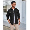 image:imageCOOFANDY Mens Long Sleeve Button Up Shirt Jacket with Flap PocketsBlack