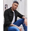 image:imageCOOFANDY Mens Long Sleeve Button Up Shirt Jacket with Flap PocketsBlack