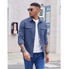 image:imageCOOFANDY Mens Long Sleeve Button Up Shirt Jacket with Flap PocketsDenim Blue