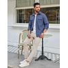 image:imageCOOFANDY Mens Long Sleeve Button Up Shirt Jacket with Flap PocketsDenim Blue