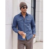 image:imageCOOFANDY Mens Long Sleeve Button Up Shirt Jacket with Flap PocketsDenim Blue
