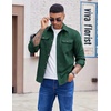 image:imageCOOFANDY Mens Long Sleeve Button Up Shirt Jacket with Flap PocketsGreen