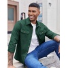 image:imageCOOFANDY Mens Long Sleeve Button Up Shirt Jacket with Flap PocketsGreen