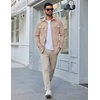image:imageCOOFANDY Mens Long Sleeve Button Up Shirt Jacket with Flap PocketsLight Khaki