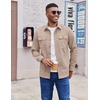 image:imageCOOFANDY Mens Long Sleeve Button Up Shirt Jacket with Flap PocketsLight Khaki