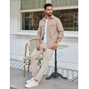 image:imageCOOFANDY Mens Long Sleeve Button Up Shirt Jacket with Flap PocketsLight Khaki