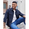 image:imageCOOFANDY Mens Long Sleeve Button Up Shirt Jacket with Flap PocketsNavy Blue