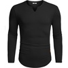image:imageCOOFANDY Mens Long Sleeve Muscle T Shirts Casual VNeck Slim Fit Longline Ribbed Shirts Stretch Tee ShirtsAll Black