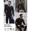 image:imageCOOFANDY Mens Long Sleeve Muscle T Shirts Casual VNeck Slim Fit Longline Ribbed Shirts Stretch Tee ShirtsAll Black