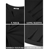 image:imageCOOFANDY Mens Long Sleeve Muscle T Shirts Casual VNeck Slim Fit Longline Ribbed Shirts Stretch Tee ShirtsAll Black