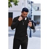 image:imageCOOFANDY Mens Long Sleeve Muscle T Shirts Casual VNeck Slim Fit Longline Ribbed Shirts Stretch Tee ShirtsAll Black