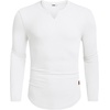 image:imageCOOFANDY Mens Long Sleeve Muscle T Shirts Casual VNeck Slim Fit Longline Ribbed Shirts Stretch Tee ShirtsAll White