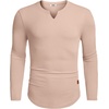 image:imageCOOFANDY Mens Long Sleeve Muscle T Shirts Casual VNeck Slim Fit Longline Ribbed Shirts Stretch Tee ShirtsBeige