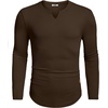 image:imageCOOFANDY Mens Long Sleeve Muscle T Shirts Casual VNeck Slim Fit Longline Ribbed Shirts Stretch Tee ShirtsBrown