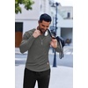 image:imageCOOFANDY Mens Long Sleeve Muscle T Shirts Casual VNeck Slim Fit Longline Ribbed Shirts Stretch Tee ShirtsDark Grey