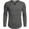 image:imageCOOFANDY Mens Long Sleeve Muscle T Shirts Casual VNeck Slim Fit Longline Ribbed Shirts Stretch Tee ShirtsDark Grey