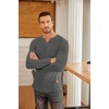 image:imageCOOFANDY Mens Long Sleeve Muscle T Shirts Casual VNeck Slim Fit Longline Ribbed Shirts Stretch Tee ShirtsDark Grey