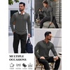 image:imageCOOFANDY Mens Long Sleeve Muscle T Shirts Casual VNeck Slim Fit Longline Ribbed Shirts Stretch Tee ShirtsDark Grey