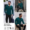 image:imageCOOFANDY Mens Long Sleeve Muscle T Shirts Casual VNeck Slim Fit Longline Ribbed Shirts Stretch Tee ShirtsGreen