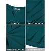image:imageCOOFANDY Mens Long Sleeve Muscle T Shirts Casual VNeck Slim Fit Longline Ribbed Shirts Stretch Tee ShirtsGreen