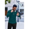 image:imageCOOFANDY Mens Long Sleeve Muscle T Shirts Casual VNeck Slim Fit Longline Ribbed Shirts Stretch Tee ShirtsGreen