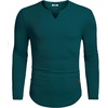 image:imageCOOFANDY Mens Long Sleeve Muscle T Shirts Casual VNeck Slim Fit Longline Ribbed Shirts Stretch Tee ShirtsGreen