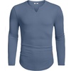 image:imageCOOFANDY Mens Long Sleeve Muscle T Shirts Casual VNeck Slim Fit Longline Ribbed Shirts Stretch Tee ShirtsGrey Blue