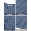 image:imageCOOFANDY Mens Long Sleeve Muscle T Shirts Casual VNeck Slim Fit Longline Ribbed Shirts Stretch Tee ShirtsGrey Blue