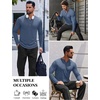image:imageCOOFANDY Mens Long Sleeve Muscle T Shirts Casual VNeck Slim Fit Longline Ribbed Shirts Stretch Tee ShirtsGrey Blue