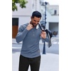image:imageCOOFANDY Mens Long Sleeve Muscle T Shirts Casual VNeck Slim Fit Longline Ribbed Shirts Stretch Tee ShirtsGrey Blue