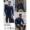 image:imageCOOFANDY Mens Long Sleeve Muscle T Shirts Casual VNeck Slim Fit Longline Ribbed Shirts Stretch Tee ShirtsNavy Blue