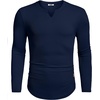 image:imageCOOFANDY Mens Long Sleeve Muscle T Shirts Casual VNeck Slim Fit Longline Ribbed Shirts Stretch Tee ShirtsNavy Blue