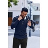image:imageCOOFANDY Mens Long Sleeve Muscle T Shirts Casual VNeck Slim Fit Longline Ribbed Shirts Stretch Tee ShirtsNavy Blue