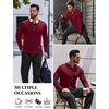 image:imageCOOFANDY Mens Long Sleeve Muscle T Shirts Casual VNeck Slim Fit Longline Ribbed Shirts Stretch Tee ShirtsWine Red