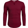 image:imageCOOFANDY Mens Long Sleeve Muscle T Shirts Casual VNeck Slim Fit Longline Ribbed Shirts Stretch Tee ShirtsWine Red