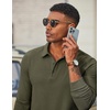 image:imageCOOFANDY Mens Long Sleeve Polo Shirts Corduroy Button Collared Casual TopArmy Green