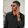 image:imageCOOFANDY Mens Long Sleeve Polo Shirts Corduroy Button Collared Casual TopBlack