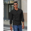 image:imageCOOFANDY Mens Long Sleeve Polo Shirts Corduroy Button Collared Casual TopBlack